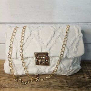 White Denim Patchwork Crossbody Handbag Purse
